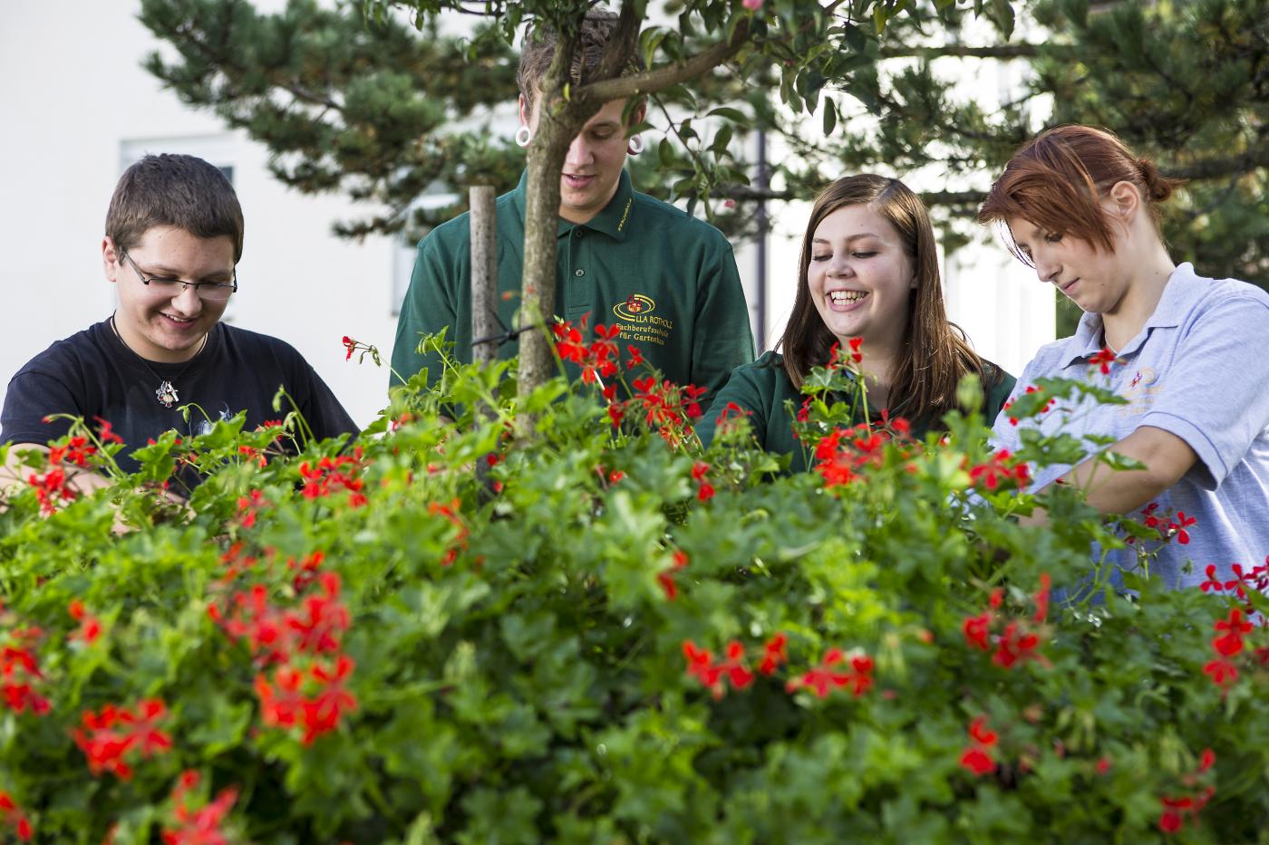Schüler der LLA Rotholz/Fachberufsschule für Gartenbau bei der Pflanzenpflege Schüler der LLA Rotholz/Fachberufsschule für Gartenbau bei der Pflanzenpflege