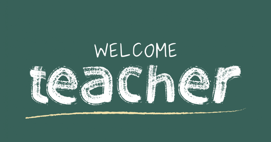 Dieses Bild zeigt ein "Welcome Teacher" Schild 