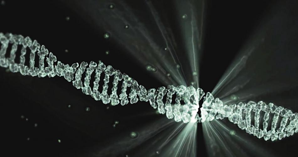 Dieses Bild zeigt eine leuchtende DNA Helix.